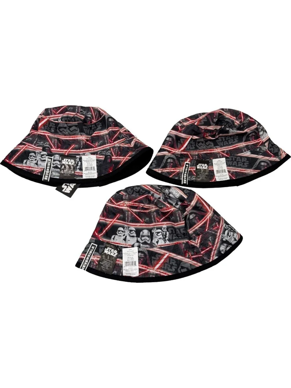 3 pc Lot: Star Wars Reversible Bucket Hat Youth Boys One Size Stormtrooper Print